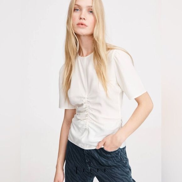 RAG & BONE Maris Chalk Silk Tee Size 4 - Picture 1 of 10